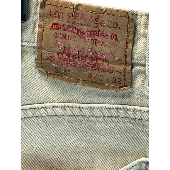 Levis 505 Men's Regular Fit Beige Jeans W40 L32 Cotton Denim Straight Leg Casual - Picture 4 of 10